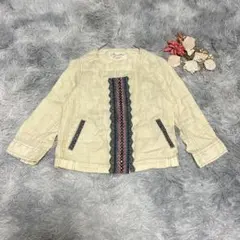 アナザーエディション（M）長袖 ジャケット 刺繍 ビジュー 春秋 リネン100%のサムネイル