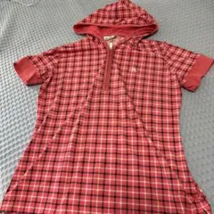 adidas フード付きチェックシャツ　ゴルフ　M