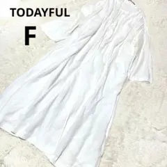 ★TODAYFUL トゥデイフル 長袖シャツ ロング丈 白 無地 麻 羽織/Fのサムネイル