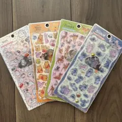 24【4点セット】プチドロップステッカー　ディズニー プーさん スティッチ