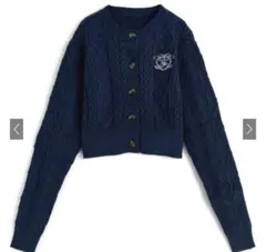 GRL ロゴ刺繍ケーブル編みニットカーディガン [ru1214] ネイビー F