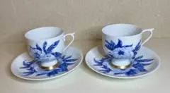 深川製磁　コーヒーカップペア・オリエンタルブルー　有田焼　希少品
