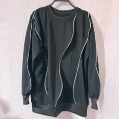 Miniministoreステッチスウェット ゆったり 黒　FREE SIZE