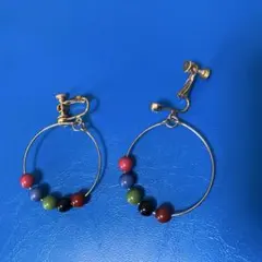 カラフルビーズ フープイヤリング