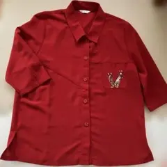 キリン 刺繍 シャツ