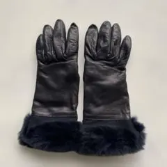 Sermoneta gloves レザー ファー付き グレー ロンググローブ - メルカリ