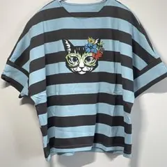 ScoLar グラサンネコちゃん刺繍ボーダープルオーバー （チャコールグレーのサムネイル