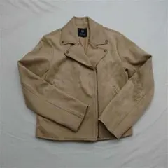 ＆ナノ・ユニバース スエード調ライダースジャケット ベージュ系 レディース