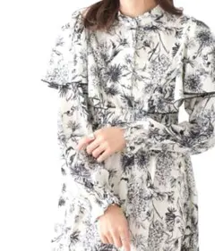 レイカズン 長袖ワンピース ケープカラー フリーサイズ キレイめ 春服