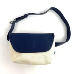 新品 未使用 キャンバス ショルダーバッグ ネイビー ベルト調整可 PUレザー