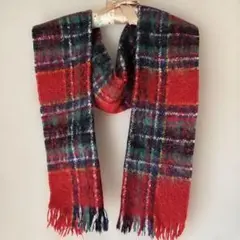 タータンチェック マフラー フリンジ付き