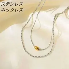 No.N29 シルバー 2連 ネックレス 華奢　シルバー ゴールド ステンレス