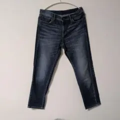 ユニクロレディースデニムテーパードパンツ インディゴブルー26インチ66㌢