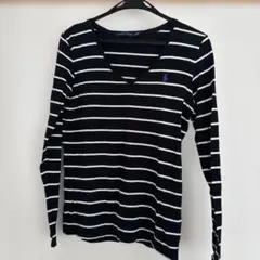 Ralph Lauren ブラック/ホワイト ストライプ Tシャツ M