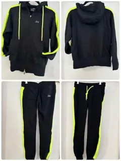 ブラック/ネオンイエロー セットアップ Sサイズ