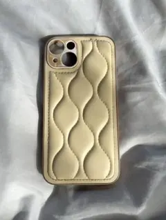 iPhoneケース iPhone14 ホワイト クリーム ベージュ 波状デザイン