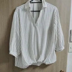 ホワイトストライプ 七分袖シャツ