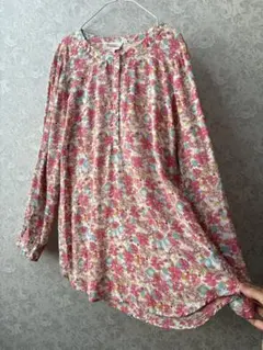 FOREVER21 トップス 花柄 長袖ブラウス ピンク マルチカラー