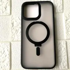 新品iPhone15promax ブラック クリア スタンド機能 ソフトケース