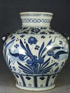 中国　青花　花卉魚藻文瓶　壷　C　R5596C 中国 青花 花卉魚藻文瓶 壷 C R5596C - メルカリ