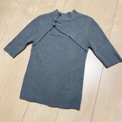 MURUA チャイナタイトハーフニット　ブルーグリーン