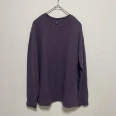 상태좋음 ユニクロ ソフトニットフリースクルーネックT パープル 紫 M