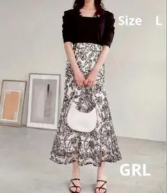 GRL 花柄刺繍バイカラーマーメイドスカート [tu368] L