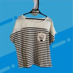lip top ストライプ レース 半袖　Tシャツ