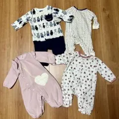 【男女双子】70cm ロンパース4枚まとめ売り