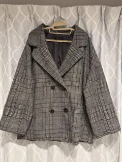 HaseD'or チェック柄ダブルブレストコート サイズM