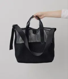 完売品⭐︎イアパピヨネ　ダイヤメッシュ2WAYトートバッグ　ブラック