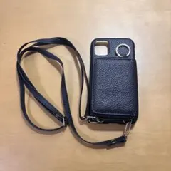 黒いショルダーストラップ付きスマホケース iPhone11