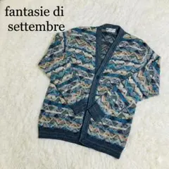 美品 ファンタジーディセッテンブレ カーディガン L イタリア製 幾何学柄