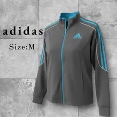 adidas ジャージ ジャケット グレー×ブルー Mサイズ
