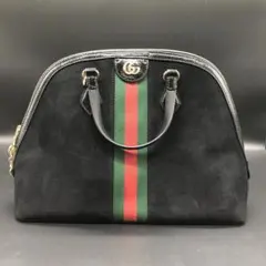 GUCCI グッチ ハンドバッグ スエード 524533 パテント ブラック