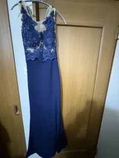 ネイビー レース装飾 マーメイドドレス