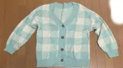 mysty woman カーディガン ニット ブルー チェック