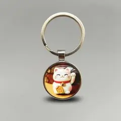 招き猫亜鉛合金ドリップ樹脂キーホルダーのサムネイル