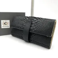 【美品】 長財布 ブラック 黒 パイソン 蛇 ゴールド 運気 箱付き