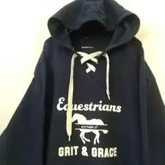 SPORT-TEK 乗馬 馬ロゴ ビッグサイズ パーカー ネイビー XL 古着