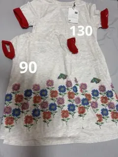 graniph はらぺこあおむし　半袖ワンピース 130・90 姉妹