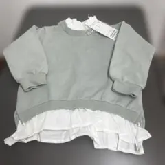 petit main フリル付きアースグリーントレーナー90サイズ