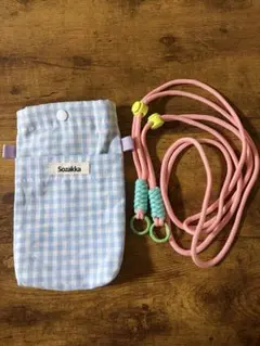 スマホショルダー ポーチ 斜めがけミニバッグ 水色ピンク サコッシュ ストラップ