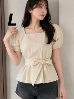 クロップド丈 パフスリーブ トップス L