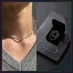 シルバー ネックレス 変形 メタル チェーン 韓国 ストリート