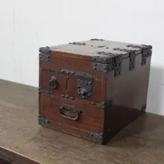 ⑩【明治時代】蓋破損 懸硯 船箪笥 硯箱 銭箱 時代箪笥 欅 鉄金具 古民具木製 ⑩【明治時代】蓋破損 懸硯 船箪笥 硯箱 銭箱 時代箪笥 欅 鉄金具 古民