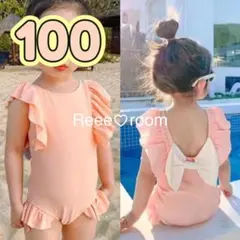 子供用 フリル水着 女の子100 スイムウェア ピンク プール 水遊び レジャー