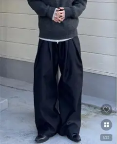 nugu (unisex) ici ダブルウエストユニークワイドスラックス