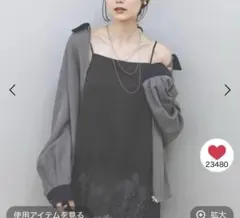 グローバルワーク サテンレースキャミチュニック Ｌサイズ ブラックのサムネイル