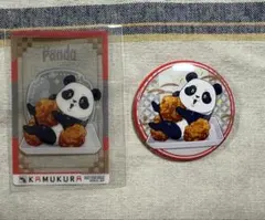 呪術廻戦　どうとんぼり神座　パンダ　缶バッジ　クリアカード